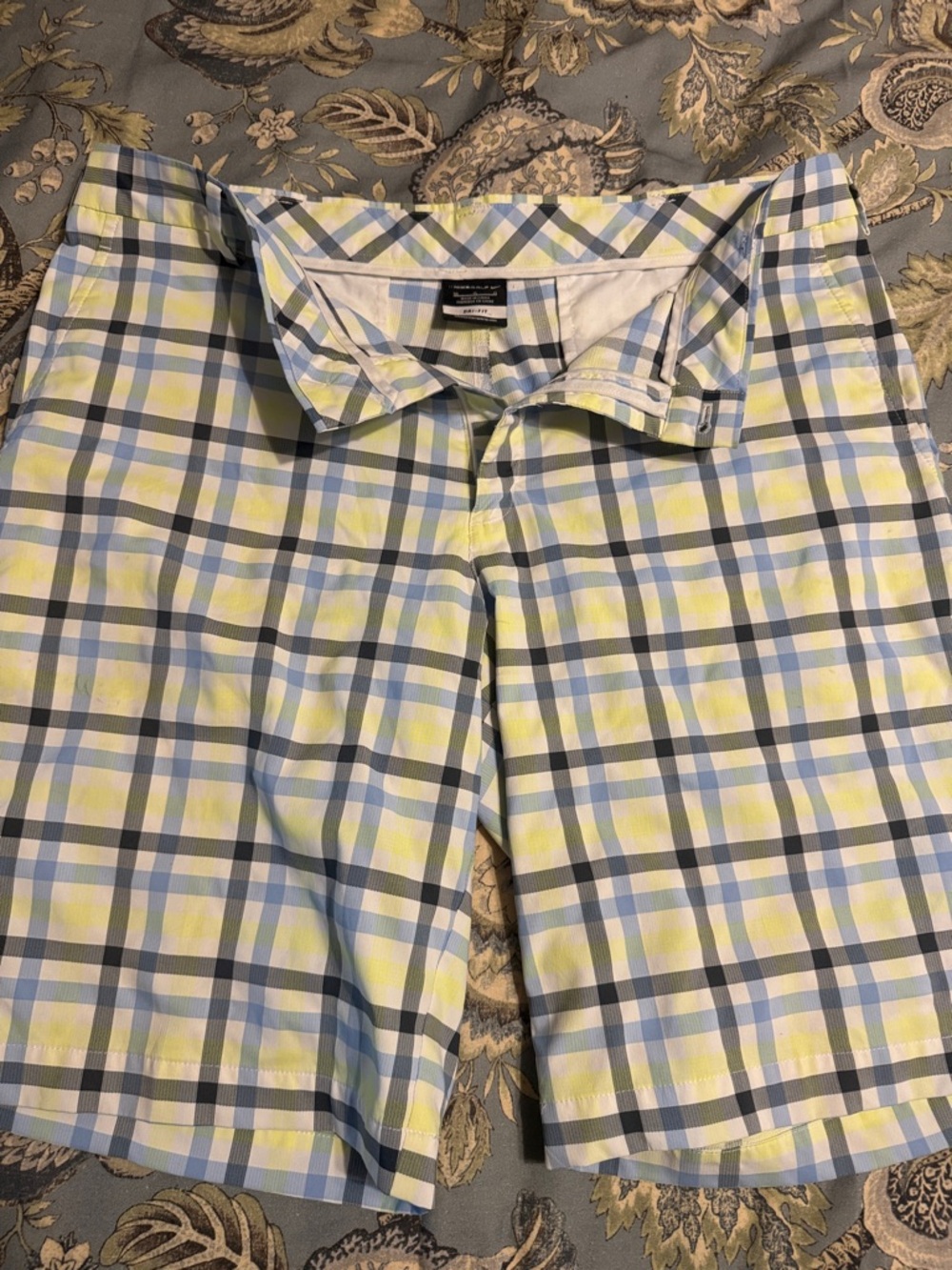 Nike Plaid Golf Shorts in Light Blue, Yellow & White
